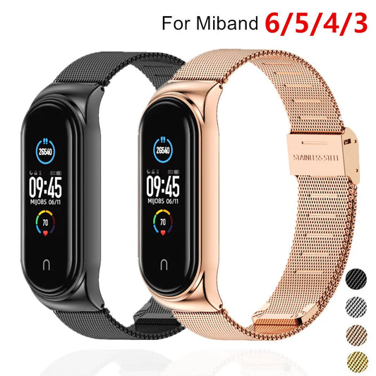 Luxuriöses Milanaise Edelstahl-Armband kompatibel mit Smartbands 3-6