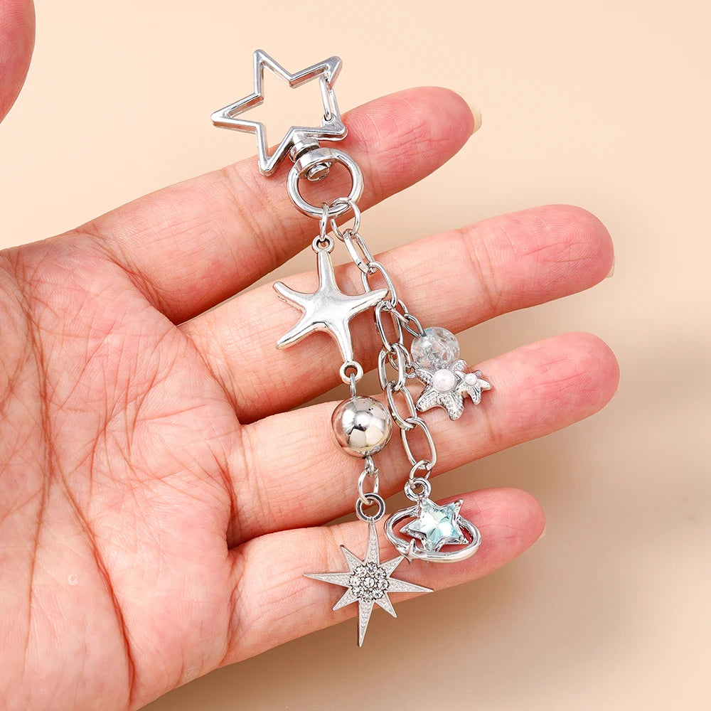 Herz Wolke Stern Mond Kristall Schlüsselanhänger für Frauen Mädchen