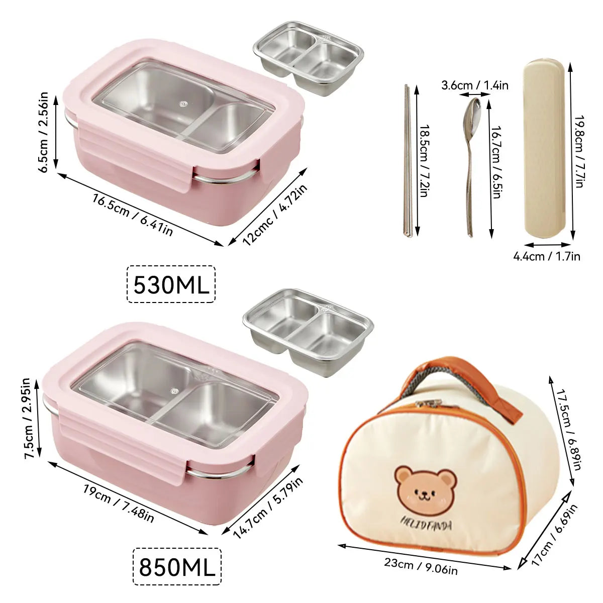 304 Edelstahl Geteilte Lunchbox – Mikrowelle, Dicht, für Schule & Büro