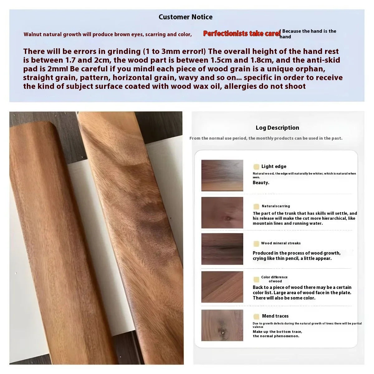 Ergonomische mechanische Holz Tastatur mit Handgelenkauflage