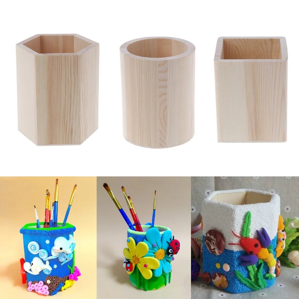 Holz Stifthalter Organizer 8x10cm für Büro Home Office Make-up Pinsel