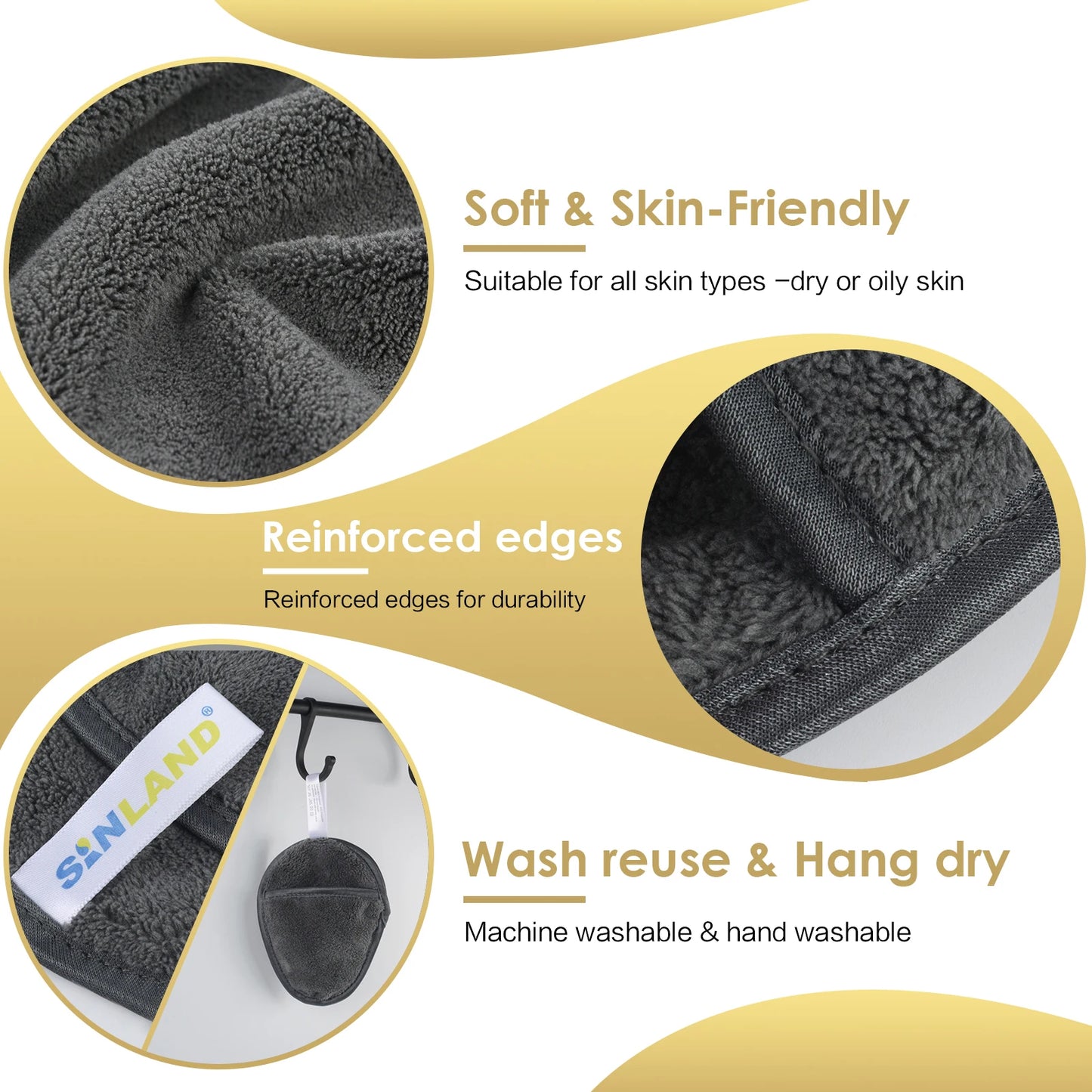 Sanfte wiederverwendbare Mikrofasern Make up Entferner Pads