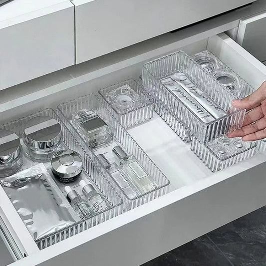 Stapelbarer Acryl Organizer mit verstellbaren Trenntabletts für Kosmetik