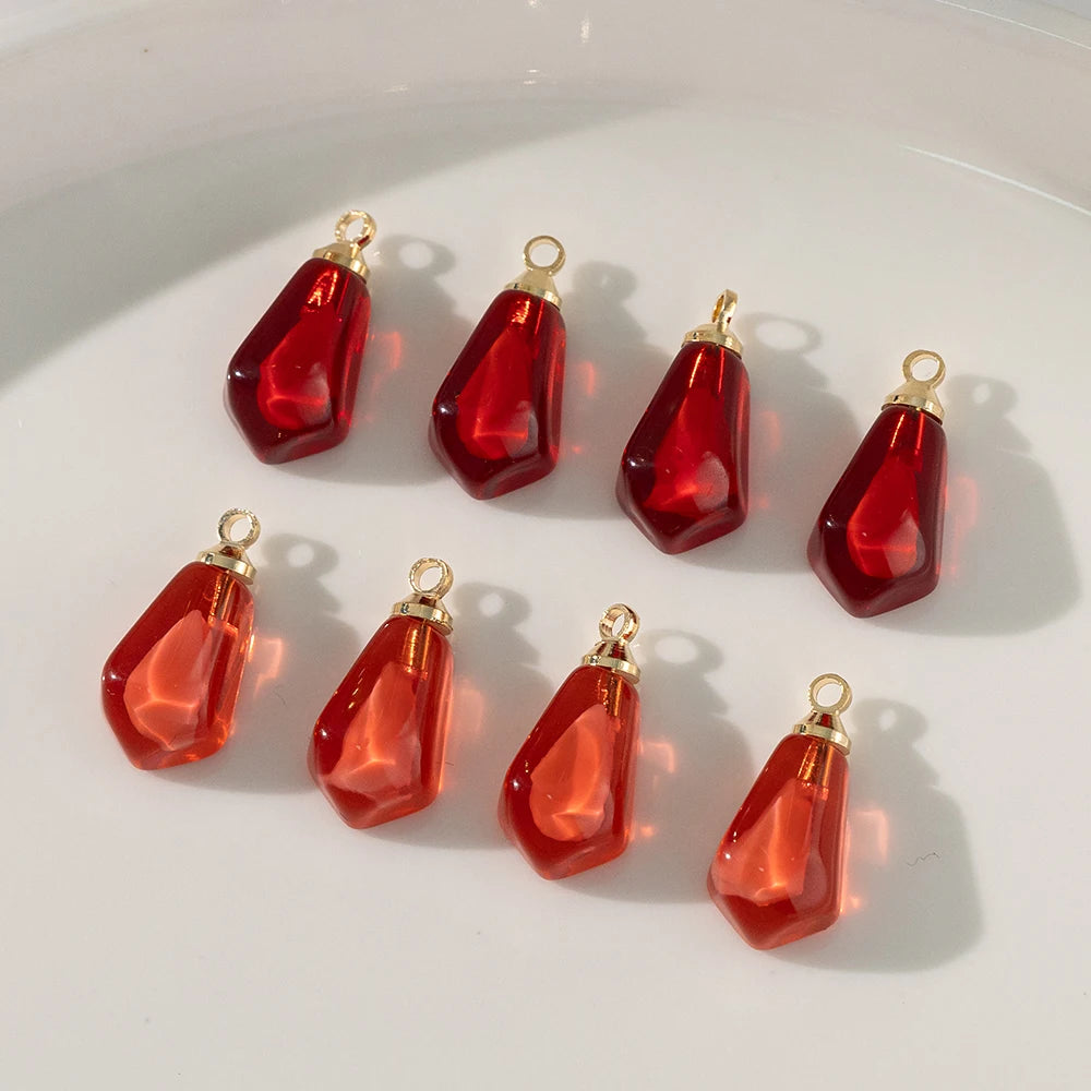 10er Set Granatapfel-Anhänger aus Harz für Schmuck - Bastelbedarf