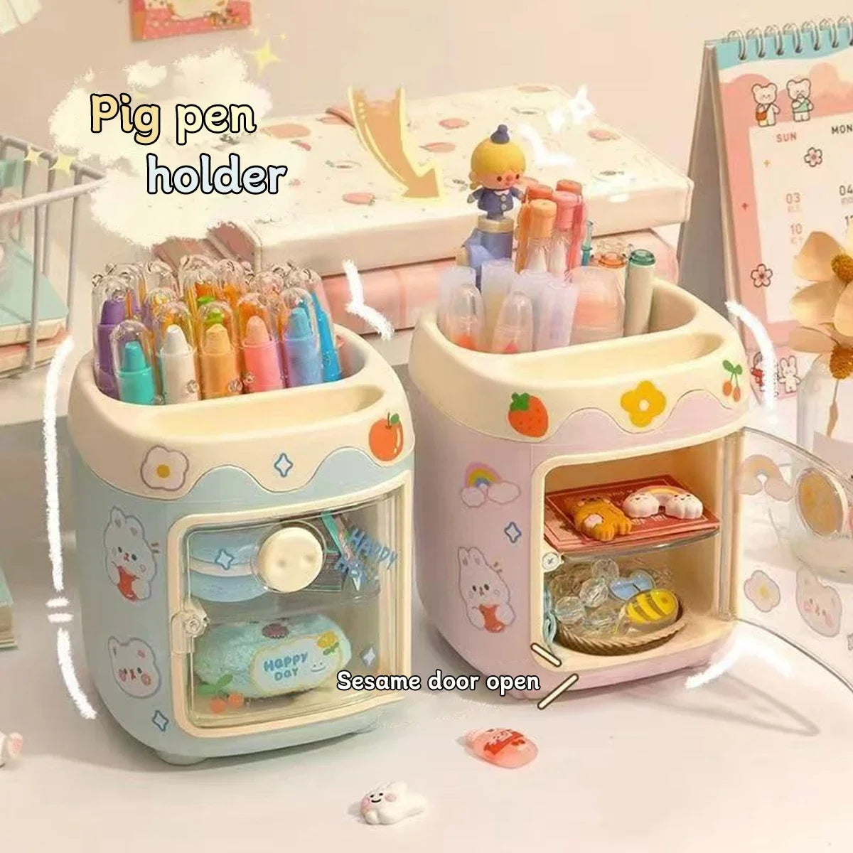 Cartoon Stifthalter mit 6 Fächern Nordic Design für Schule Büro Organizer