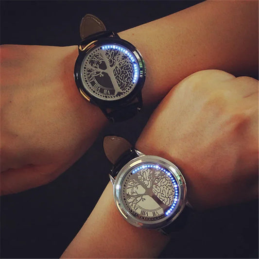 Digitales LED Touchscreen Herren Sportuhr mit Lederarmband, stoßfest