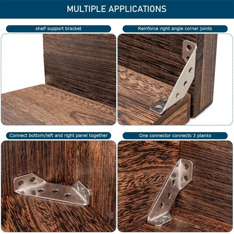 10er Set Edelstahl Eckwinkel Möbel Regalverbinder Schrankstütze mit Schrauben