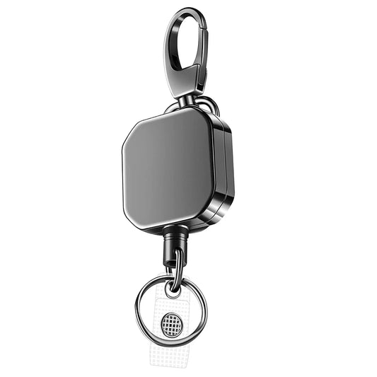 Robuster Metall Karabiner Schlüsselrolle ausziehbar Stahldraht Gürtel Clip