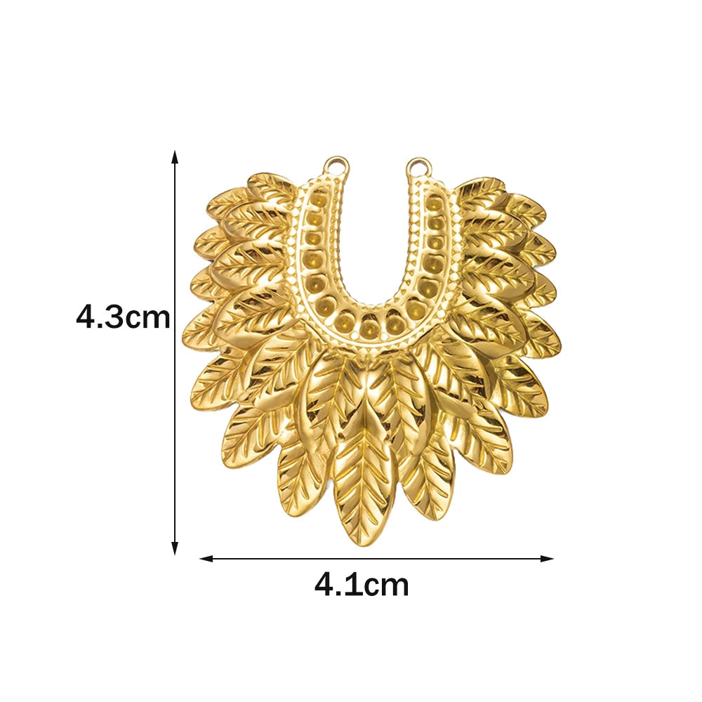 2 Stück goldene Edelstahl Herz Blatt Charms für DIY Schmuckherstellung