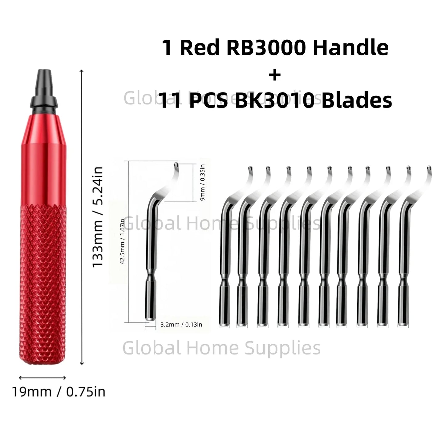 Entgratungswerkzeug RB3000 mit 1 oder 11 Schnellarbeitsstahl-Schwenkklingen