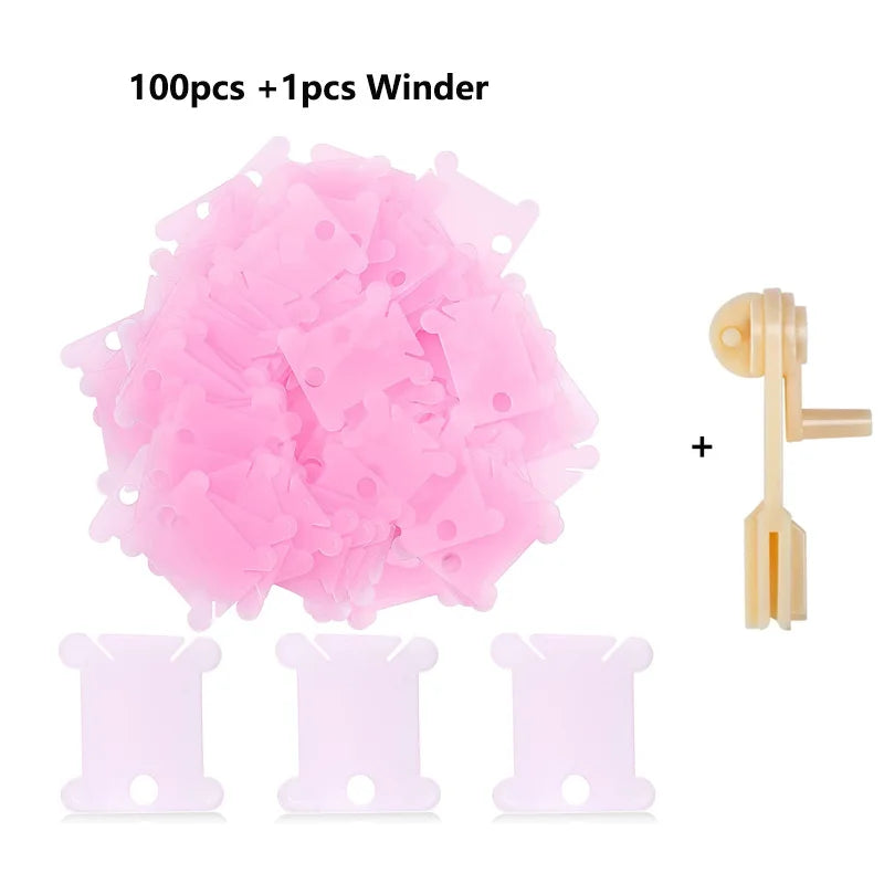 Kunststoff Zahnseide Spulen mit Wickler Kreuzstich Karte Fadenhalter Set