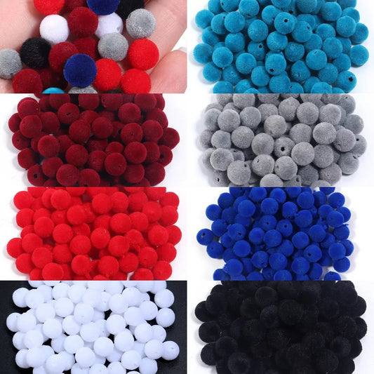 Flauschige Runde Harz Perlen mit Samt Oberfläche 500g