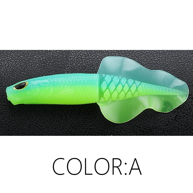 Realistischer Barsch Shad Angelköder mit 3D Augen – Verfügbar 76 mm oder 50 mm