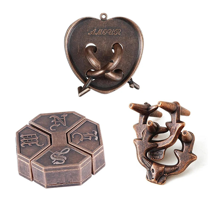 Magisches Metall-Rätsel Puzzle Set 3-teilig Lernspielzeug für Erwachsene Kinder