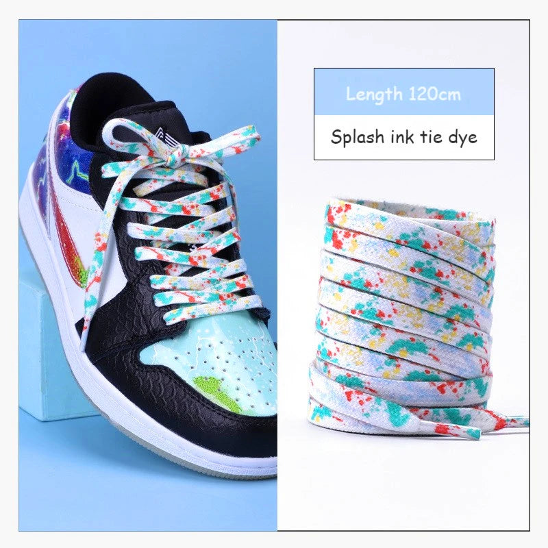 Tie Dye Schnürsenkel Flach Farbverlauf für Sportschuhe 120 140 160cm