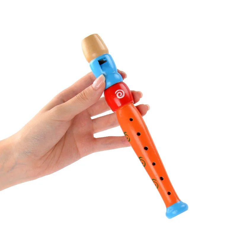 Spielerisch Musik lernen: 6-Loch Holz Cartoon Flöte für Kinder ab 3 Jahren