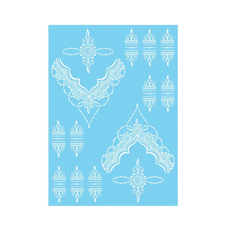 Weiße Henna Temporäre Tattoos für Frauen Hand Mehndi Party Körperkunst