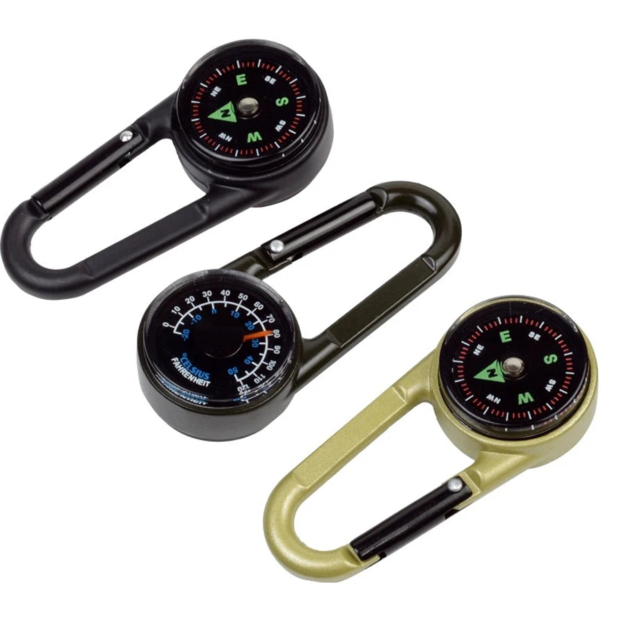 3-in-1 Outdoor Kompass Thermometer Karabiner für Wandern - Survival