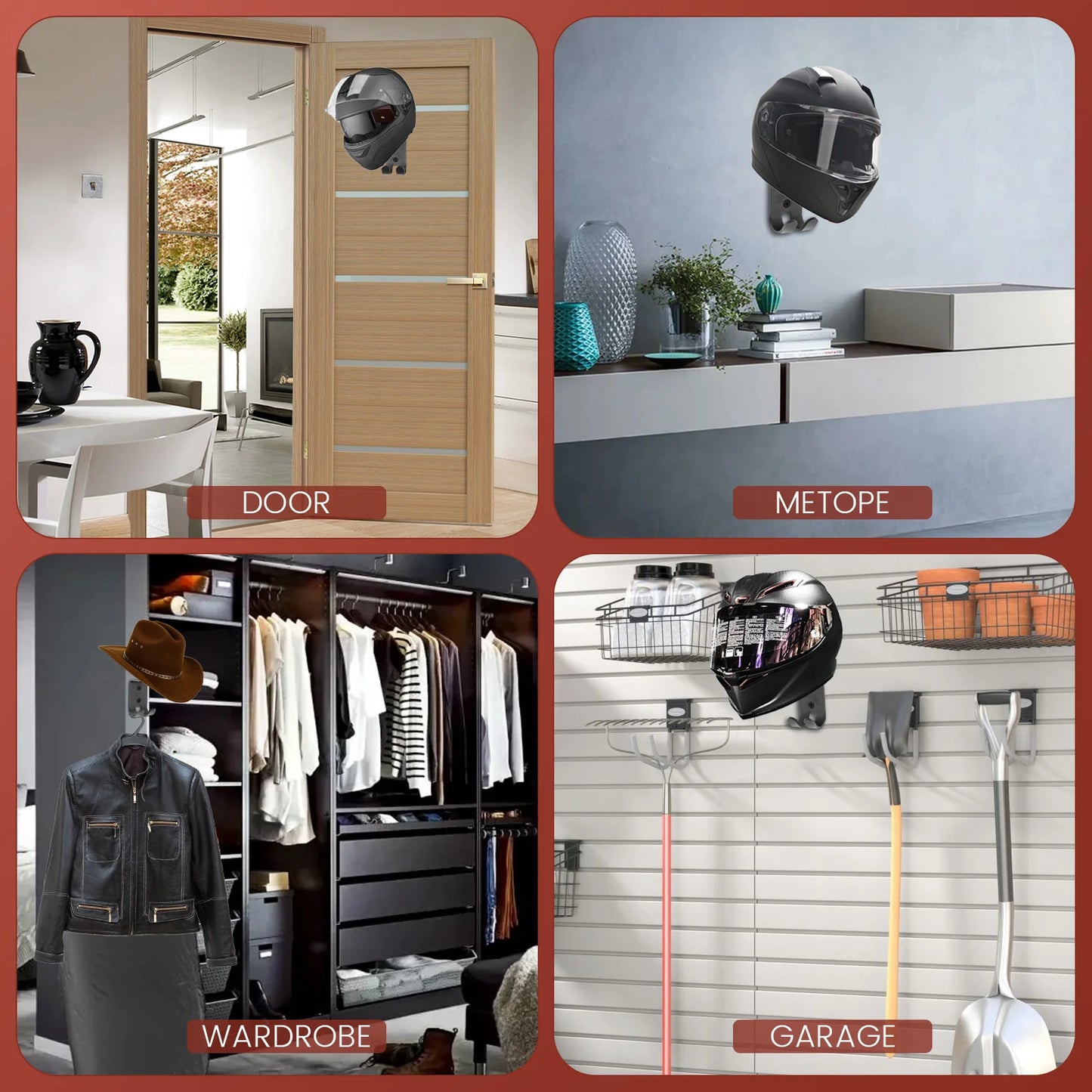 Bohrmontierter Motorradhelmständer aus Holz und Kohlenstoffstahl-Yabubest - Home & More