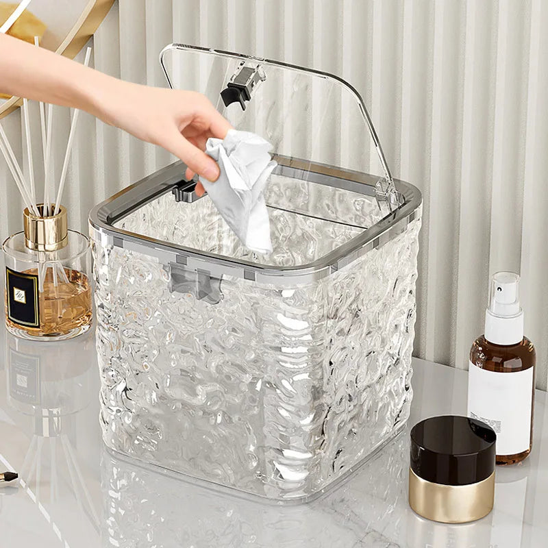 Mini-Mülleimer für Arbeitsplatte mit Pressdeckel in Gletschermuster