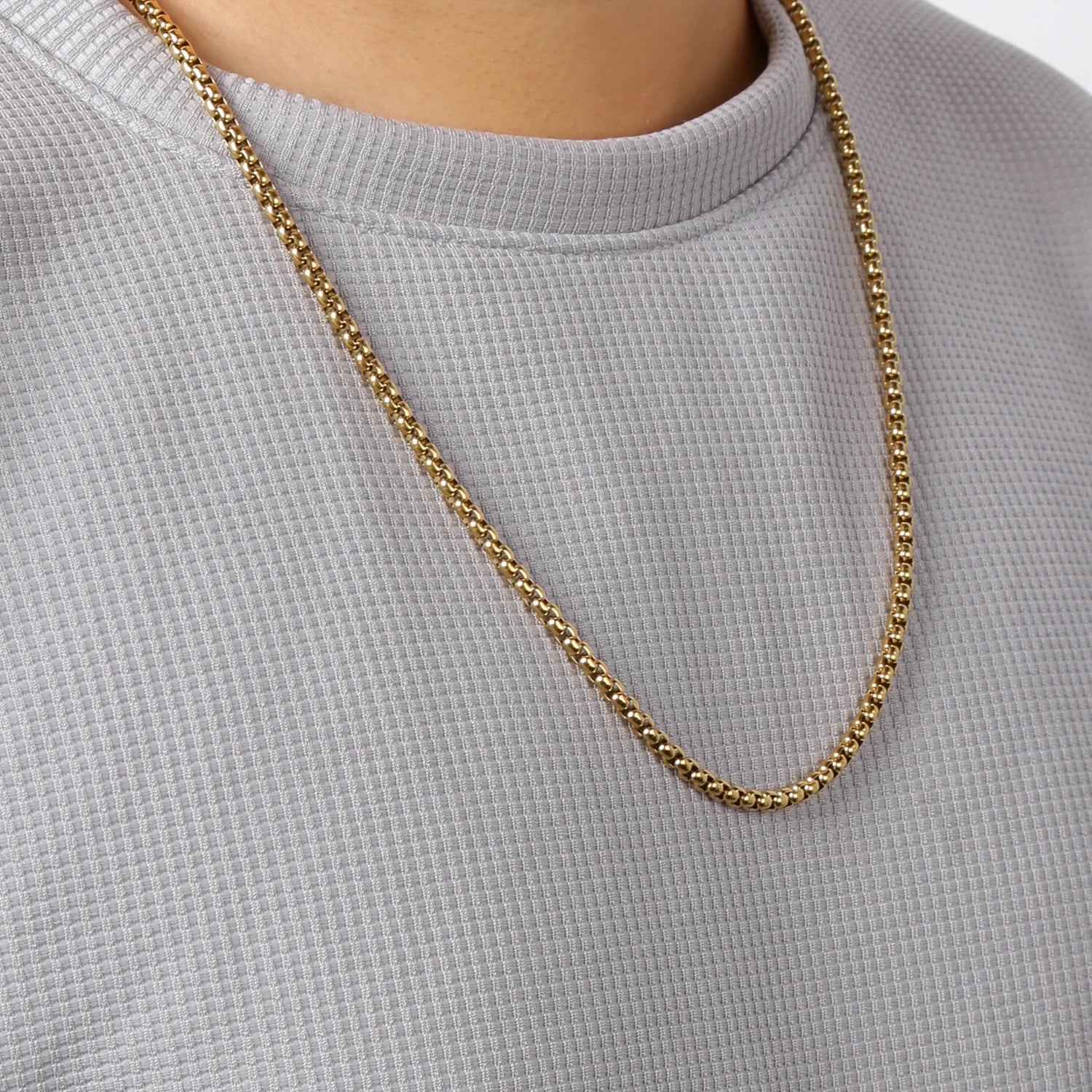 Schwarze Box Link Kette Edelstahl 2mm bis 5mm für Männer und Frauen-Yabubest - Home & More