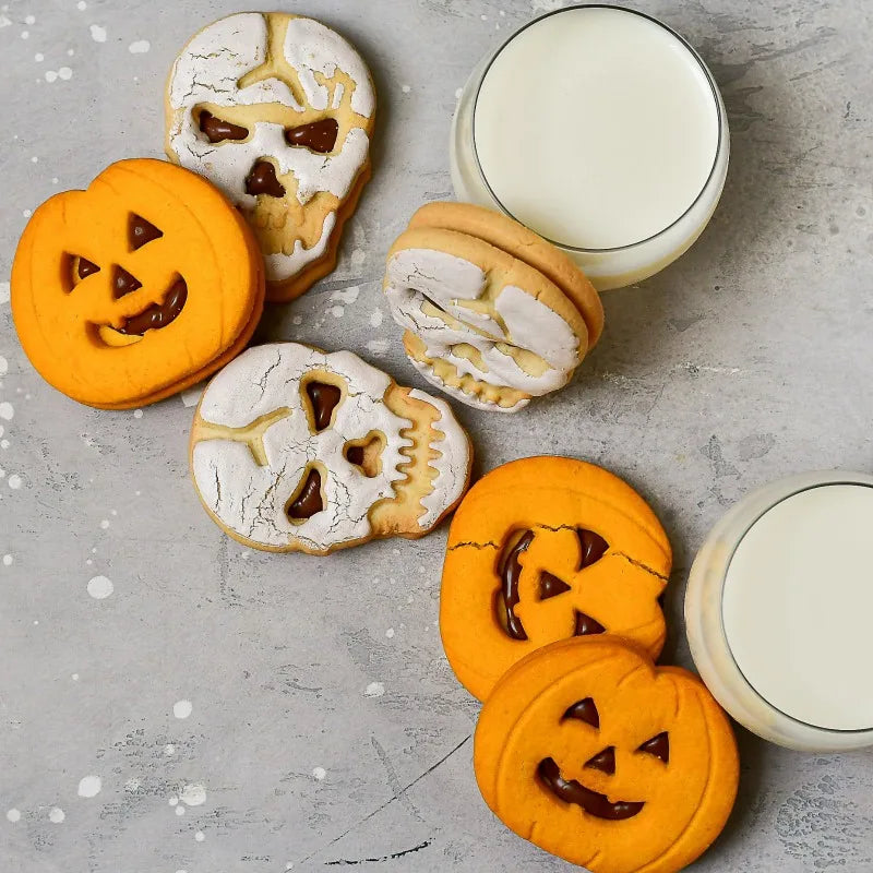 6-teiliges Halloween Keksausstecher Set Edelstahl mit Kürbis Schädel Motiven