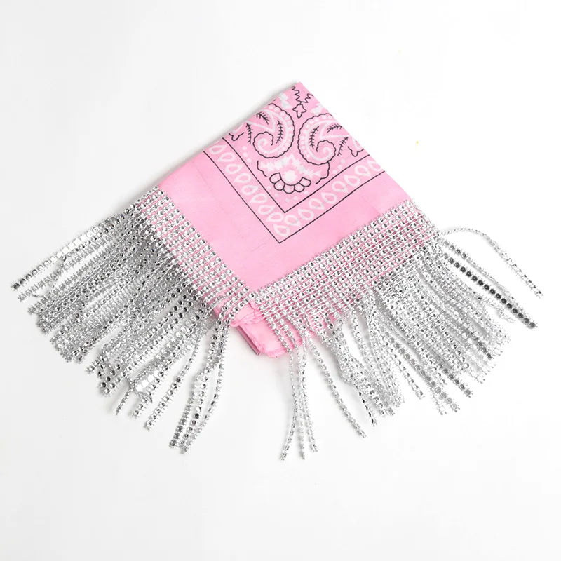 Vielseitiges Paisley Bandana mit Strassfransen für Frauen und Männer