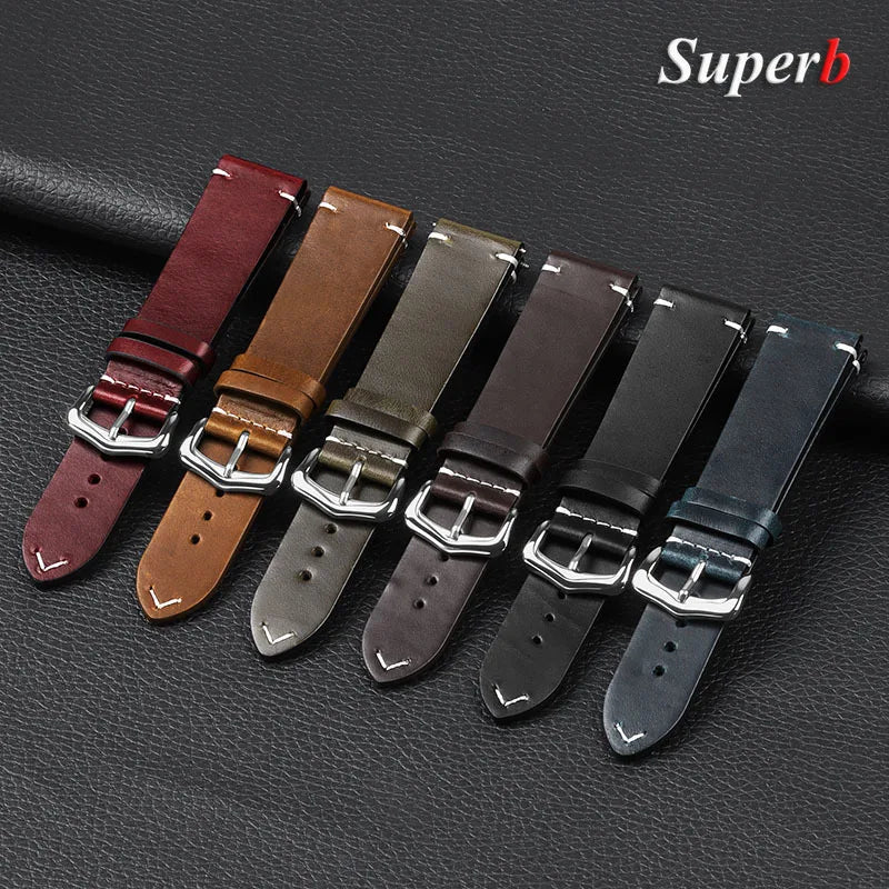 Vintage Ölwachs Lederarmband 18-24mm für Uhr und Smartwatch – Herren Damen