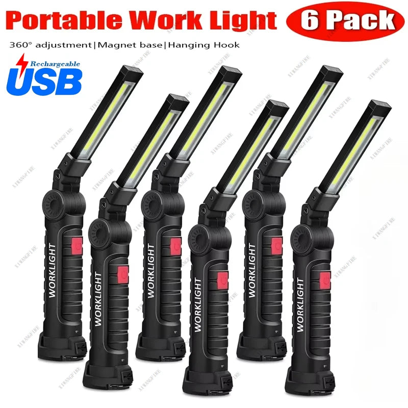 Tragbare COB LED Arbeitslampe USB Wiederaufladbare Taschenlampe mit Magnet
