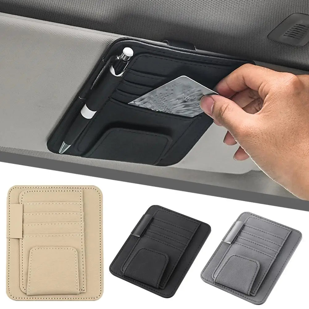 Auto Sonnenblenden Organizer aus langlebigem PU-Leder mit Brillenhalter