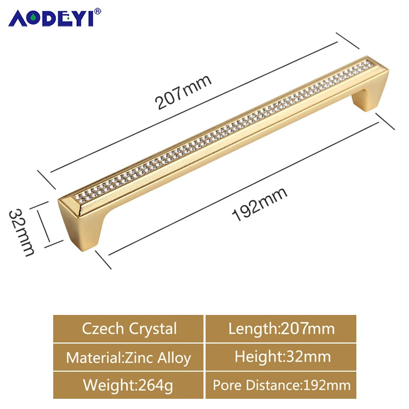 Eleganter Kristall Möbelknopf Diamant Optik für Schrank Schublade Gold/Chrom