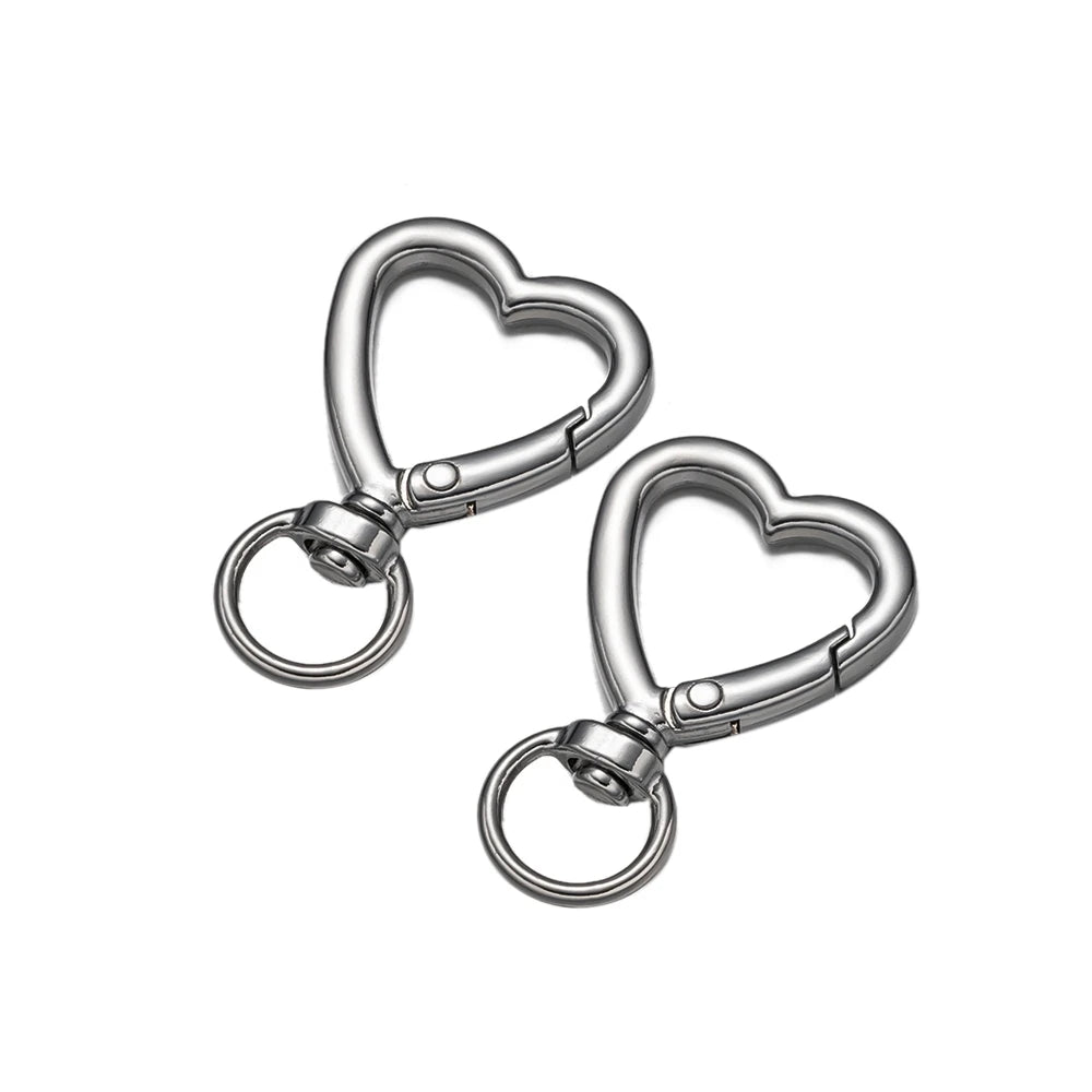 5er Set drehbare Metall-Karabiner mit Herzverschluss für Schmuck DIY