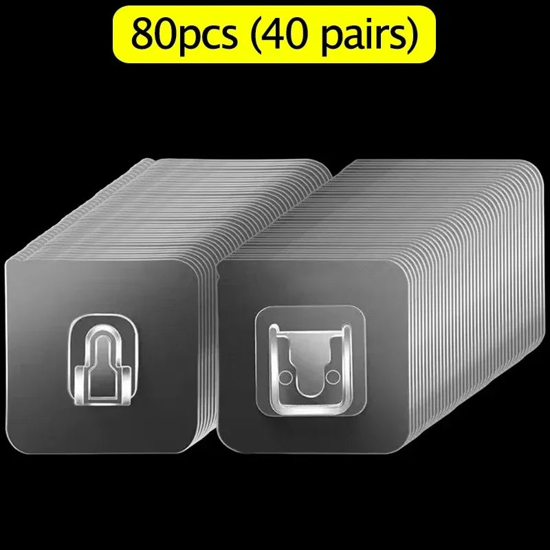 Spurlos - Stark: 6x6 cm transparente doppelseitige Wandhaken in 10 Paaren
