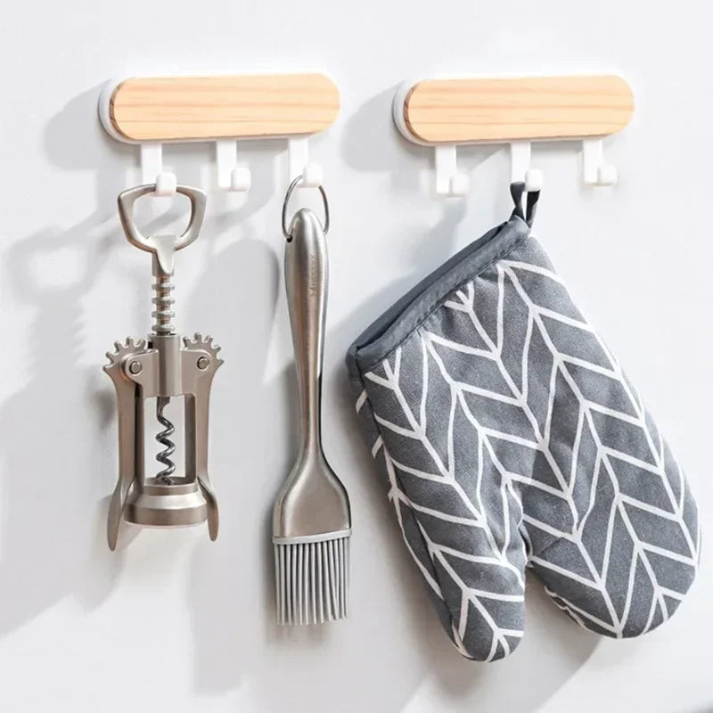 Holz Wandhaken Organizer selbstklebend für Hüte Schals Schlüssel 1-3 Reihen