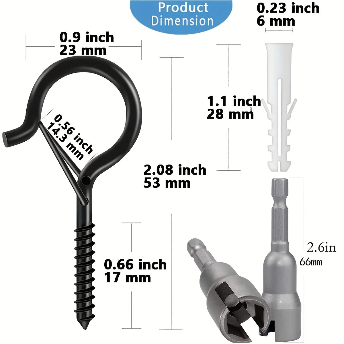 Aufhängerhaken mit Sicherheitsschnalle winddichte Schraubhaken für Lichterketten