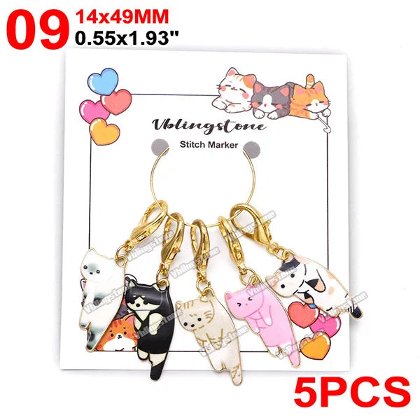 Mix Metall Katze Anhänger Häkeln und Stricken Stich Marker Kits Nadel Clip