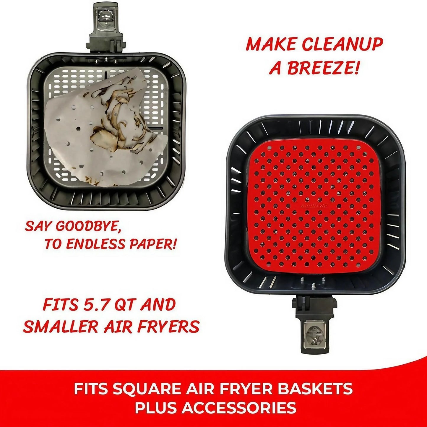 Silikon Heißluftfritteusen-Einlage perforiert rund - quadratisch 7,5-9 Zoll