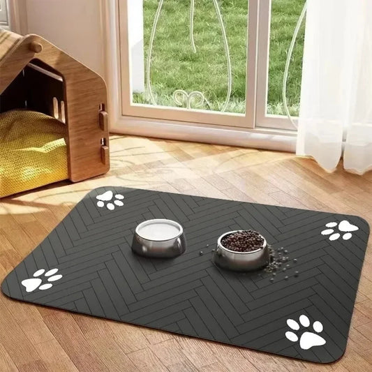 Pet Tischset Hund Katze Futter Matte Starke Absorption Schnell Trocknend Nicht-Slip Pfotenabdruck Haustier Wasser Schüssel Matten Langlebig Hund katze Fütterung Liefert - Yabubest - Home & More