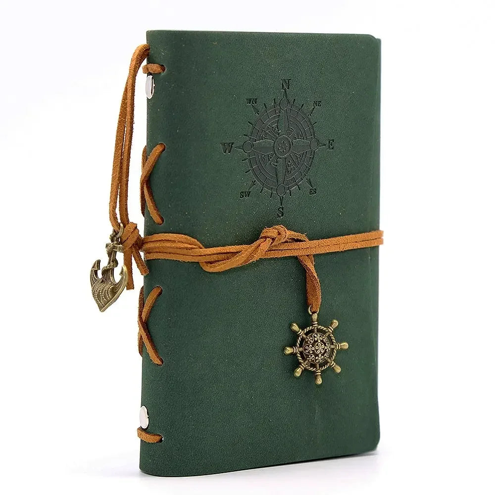 Retro Notizbuch mit weichem Ledereinband 14x10 cm für Tagebuch - Skizzen