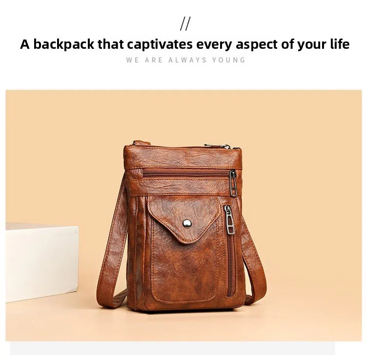 Modische Umhängetasche aus weichem Leder für Damen Handytasche