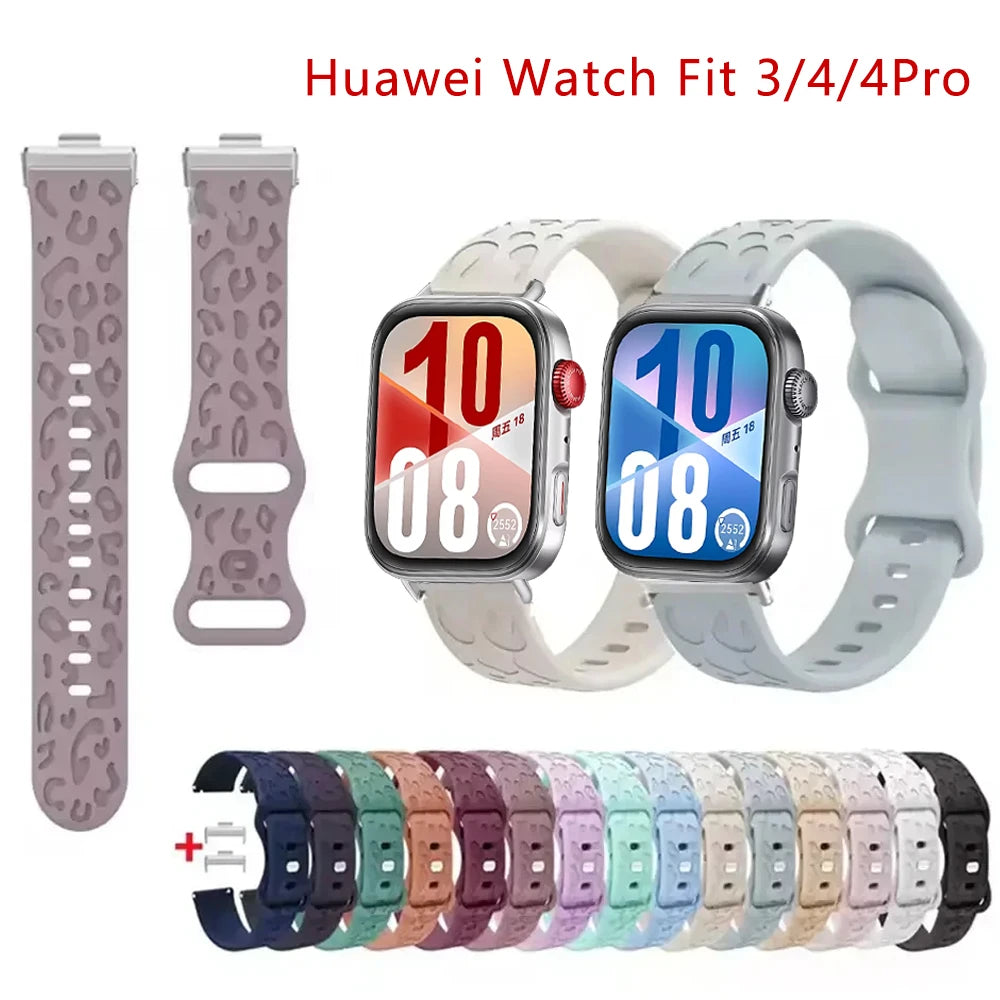 Leopard Print Silikonarmband – stylisch, flexibel - kompatibel mit Huawei Watch Fit 3/4