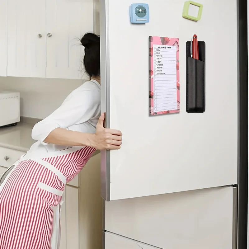 3er Set Magnetische Einkaufslisten Notizblöcke mit Stifthalter für Kühlschrank