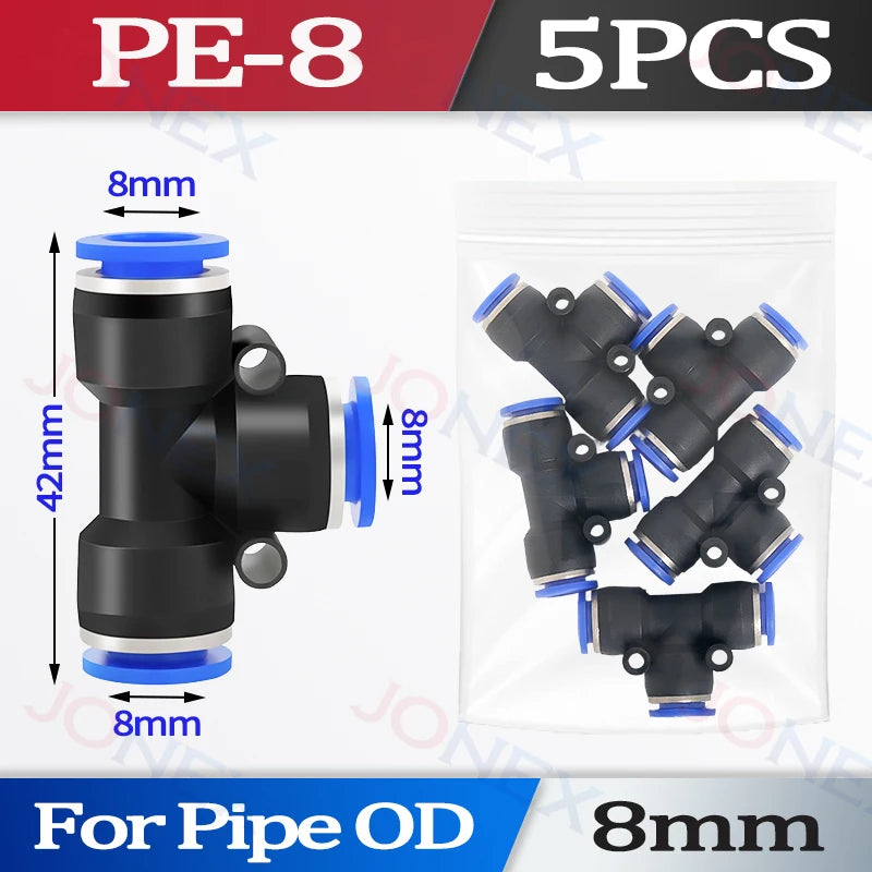 5er Set Pneumatische Schnellkupplung 4-10mm Push-in Verbindung für Luft