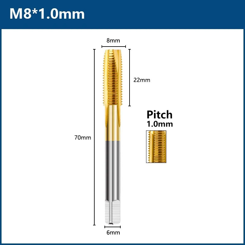Präzisions Gewindebohrer Set Metrisch Legierter Stahl Titanbeschichtet