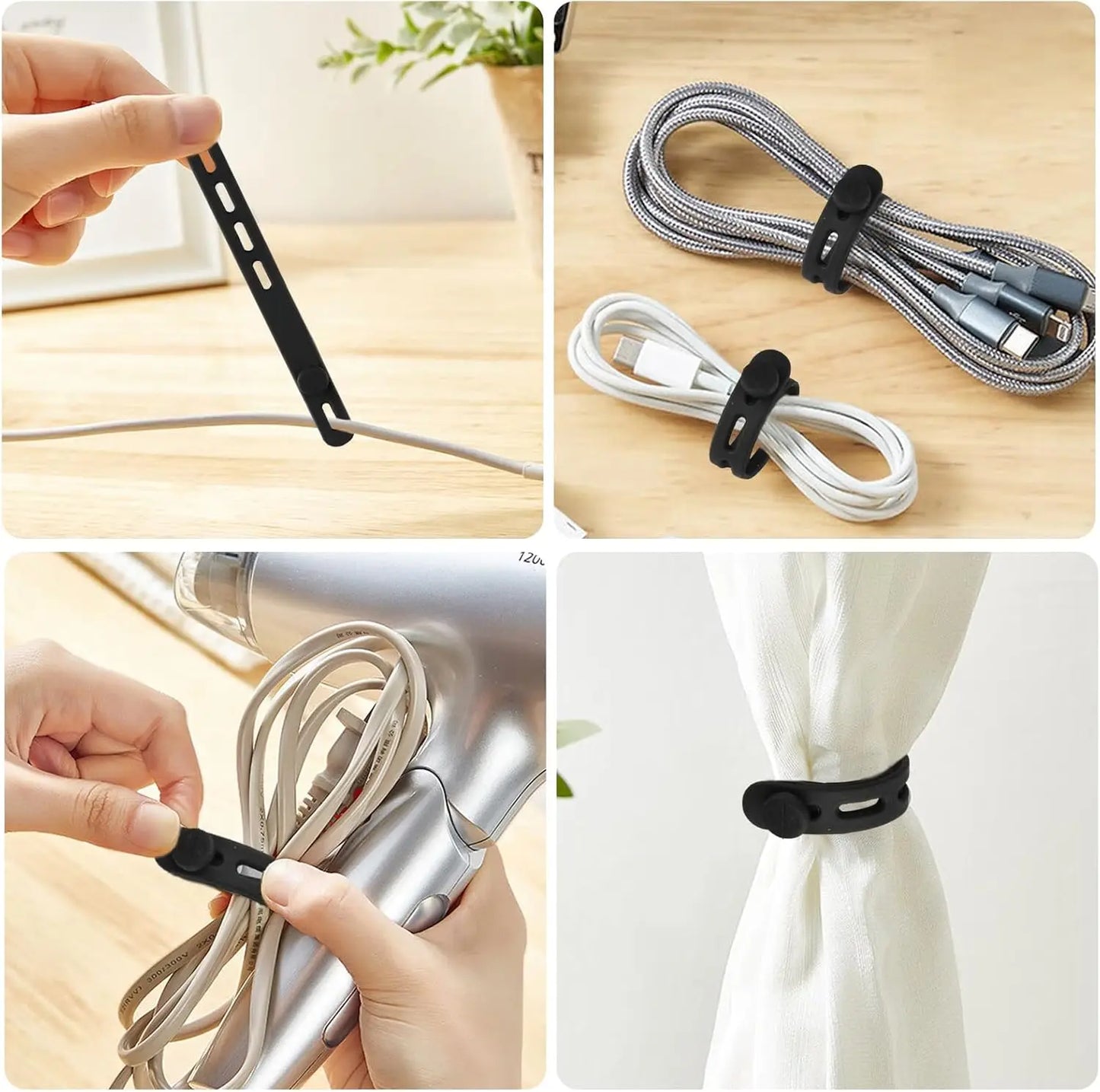 Elastische Silikon-Kabelbinder 12mm breit verstellbar wiederverwendbar