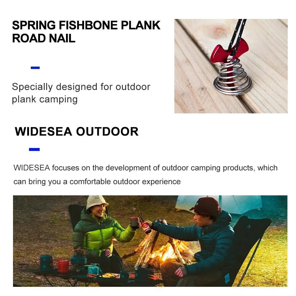 4-teiliges Camping Karabiner Set Spirale Fischknochen Zelt Haken