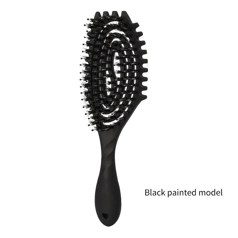 Haarbürste mit Wildschweinborsten zum sanften Entwirren von Locken 22x7cm