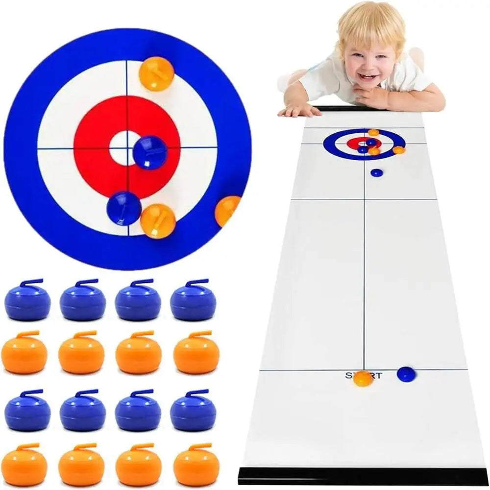 Faltbares Mini Curling Tischspiel mit 16 Bällen – Spielspaß für Familie - Reise