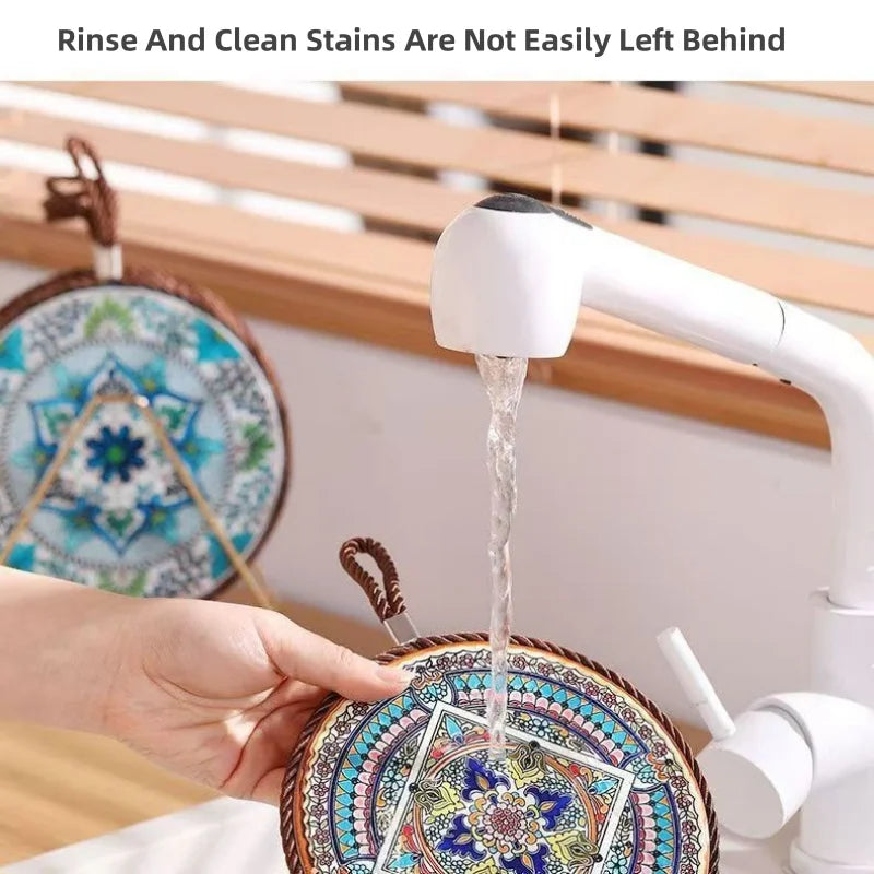 Hitzebeständige Keramik Untersetzer mit Korkbasis Rund Vintage Stil