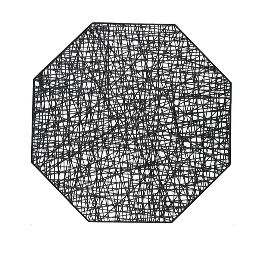 Goldene sechseckige PVC Tischsets hitzebeständig modernes Dekor